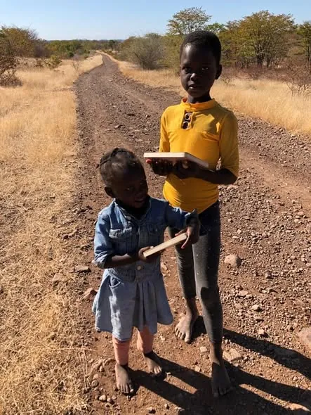 Children on the road near Victoria Falls