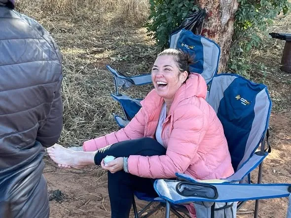 A bush-camp laugh on a Walk Africa expedition